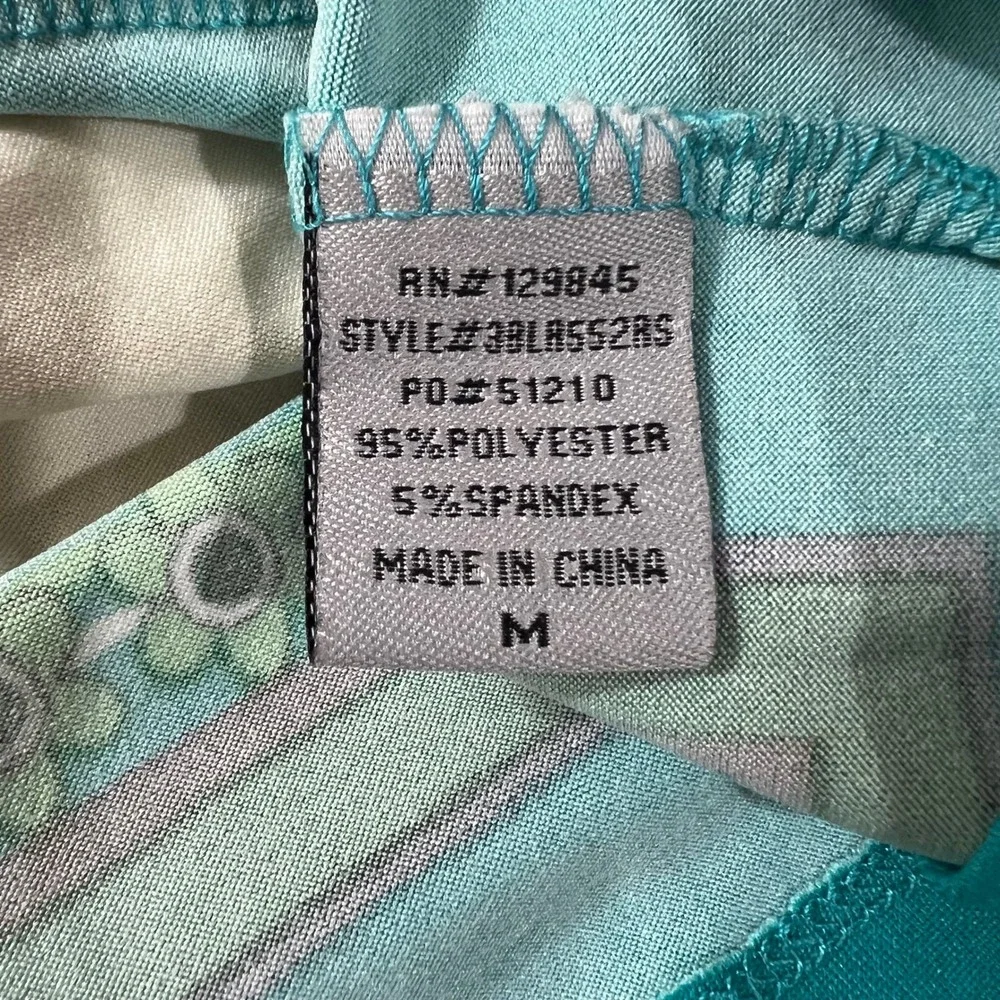 Bailey Blue Womens Teal Green Medallion‎ Smocked Strapless Tube Dress Midi M